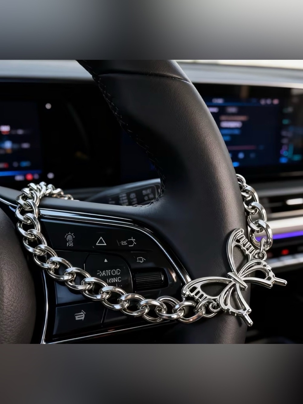Butterfly Steering Wheel Charm Silver Cross Car Accessory - Picture 3 of 5